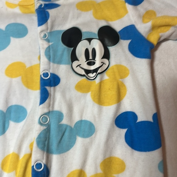 Disney X Babyoye - Mickey Mouse Blue and Yellow Footie Sleeper - Picture 2 of 3